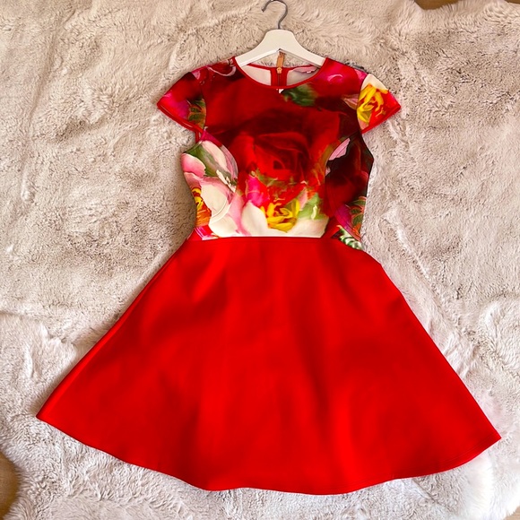 Ted Baker Red Skater Dress - Picture 1 of 4